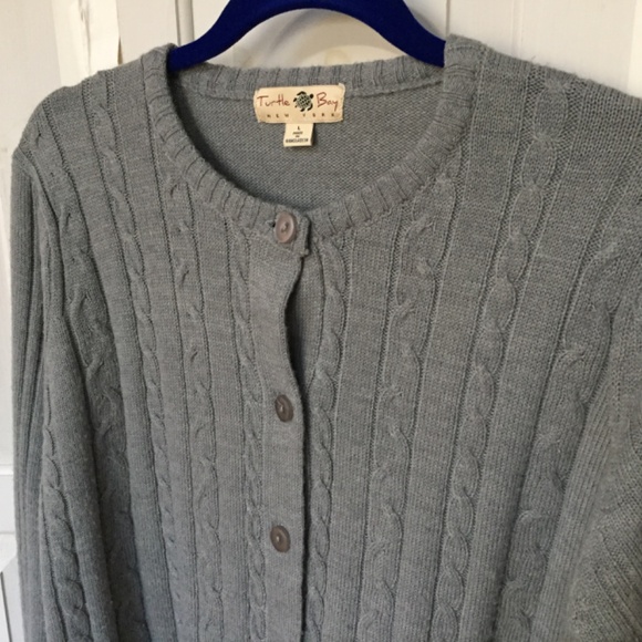 Turtle Bay Gray Cable Knit Cardigan Sweater - Picture 10 of 15